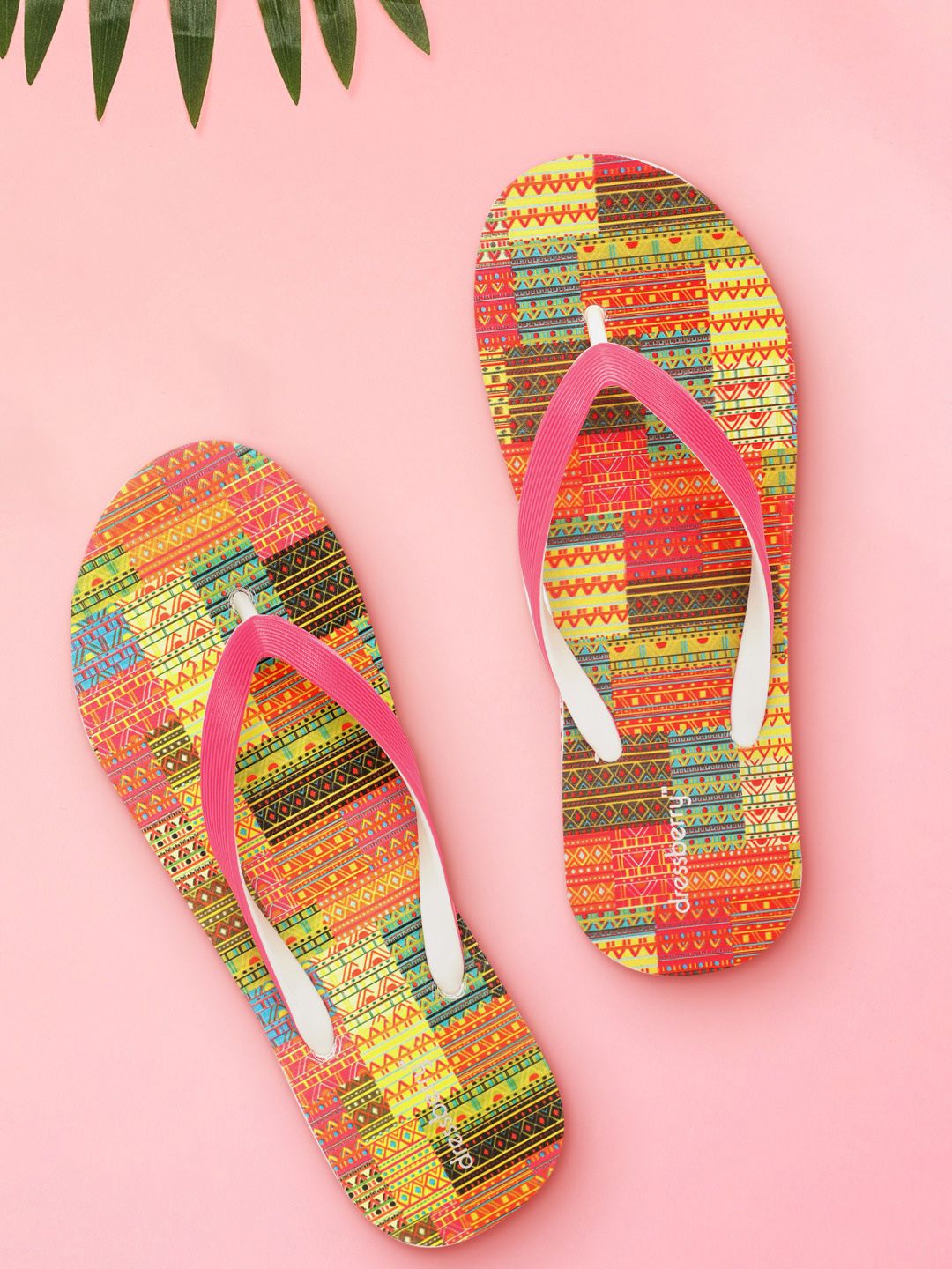 DressBerry Women Multicoloured Aztec Print Thong Flip-Flops Price in India