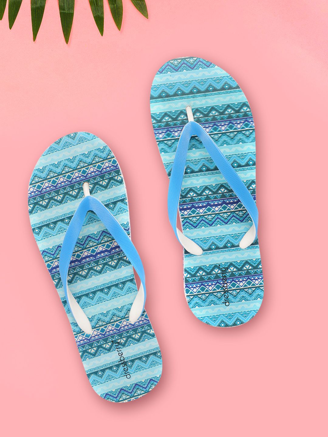 DressBerry Women Blue & White Aztec Print Thong Flip-Flops Price in India