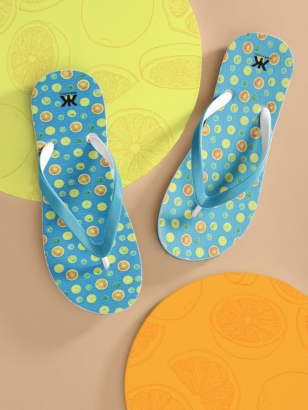 Kook N Keech Women Blue & Yellow Printed Thong Flip-Flops Price in India