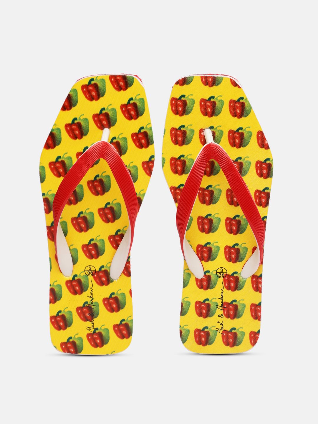 Mast & Harbour Women Red & Yellow Printed Thong Flip-Flops Price in India