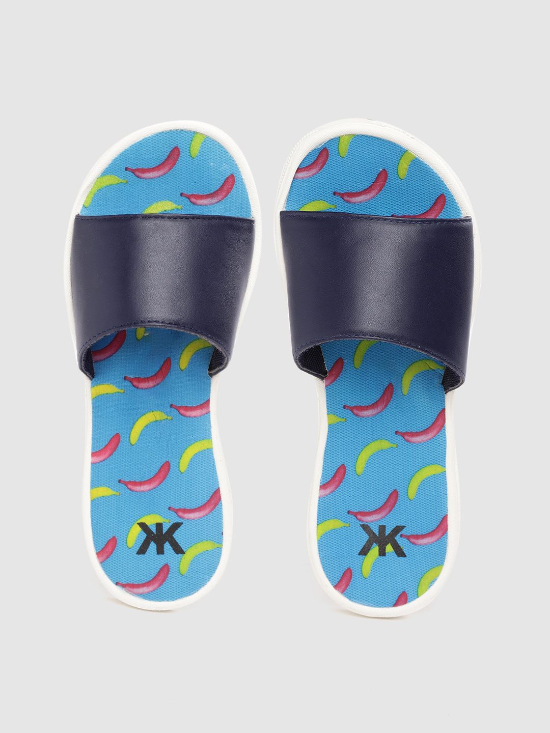 Kook N Keech Women Blue & Pink Banana Print Sliders Price in India