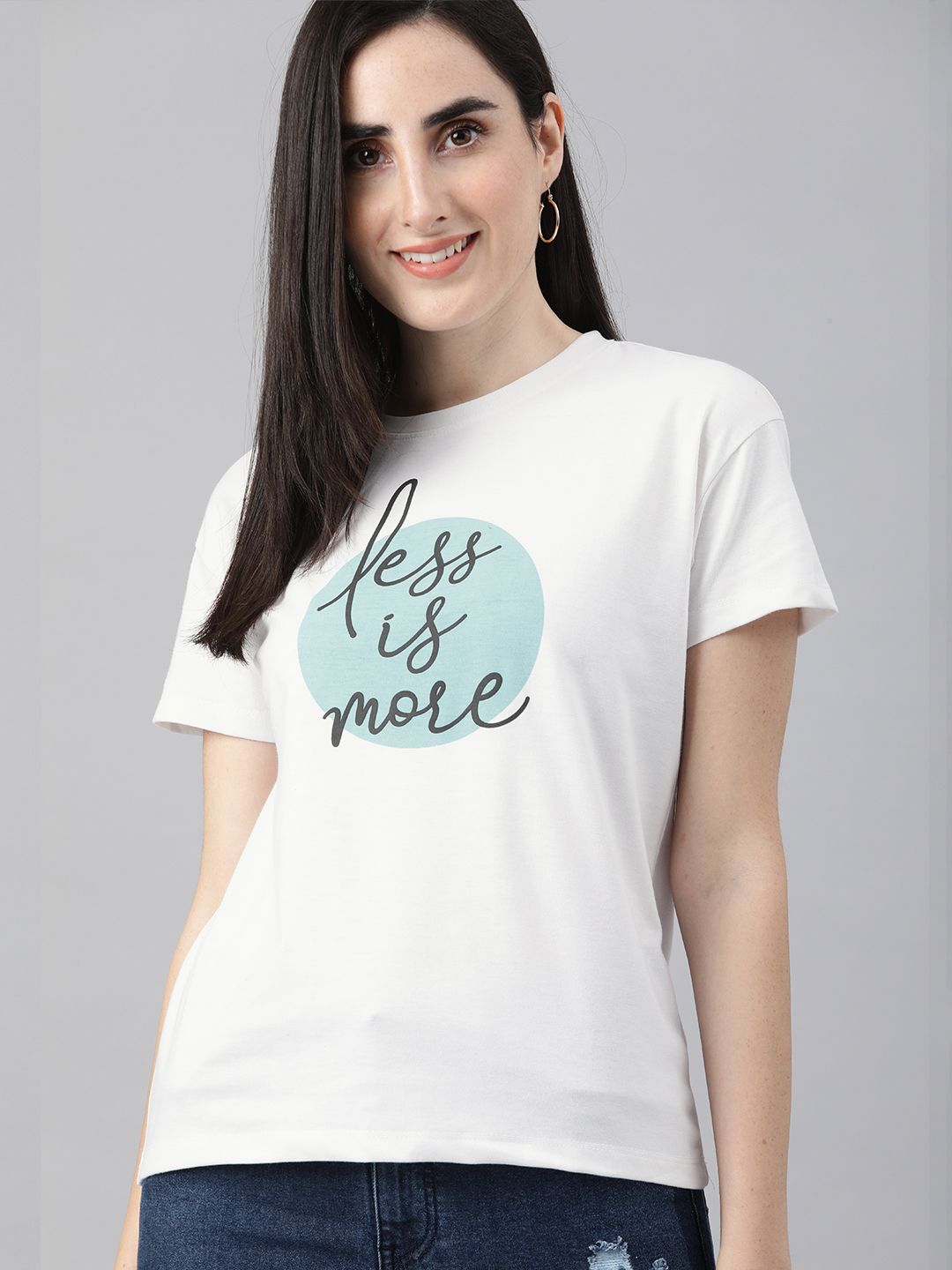 M&H Our Water Women White Typography Printed SustainableT-shirt