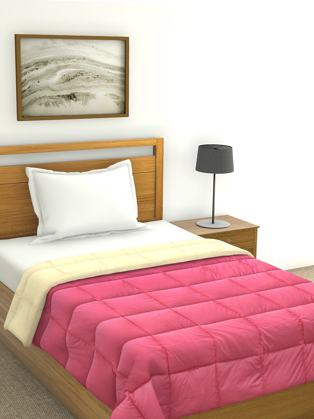 Raymond Home Pink & Cream-Coloured Solid AC Room 110 GSM Single Bed Quilt Price in India