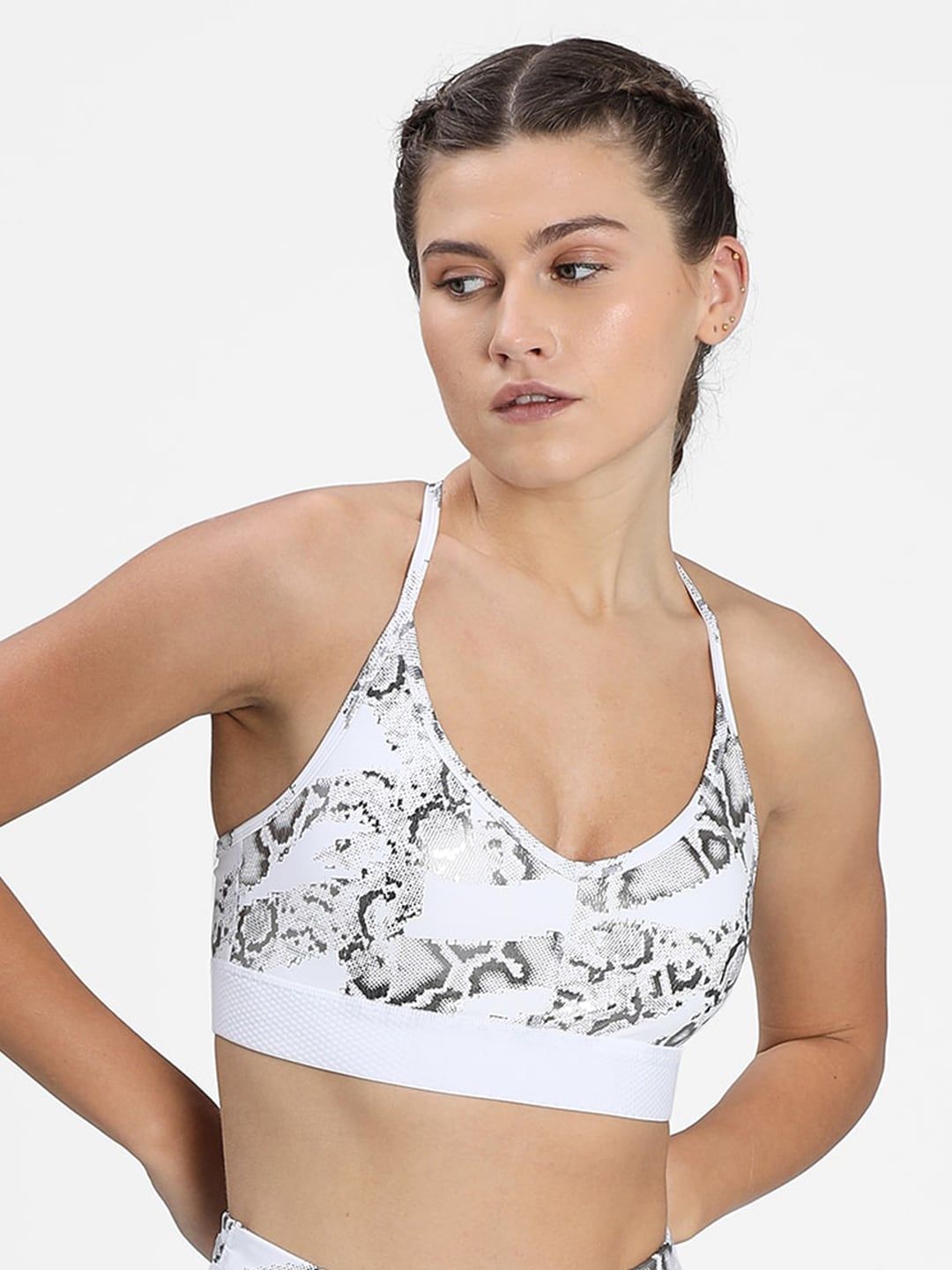 Puma White & Black Printed Non-Wired Lightly Padded Push-Up Bra 52024402 Price in India