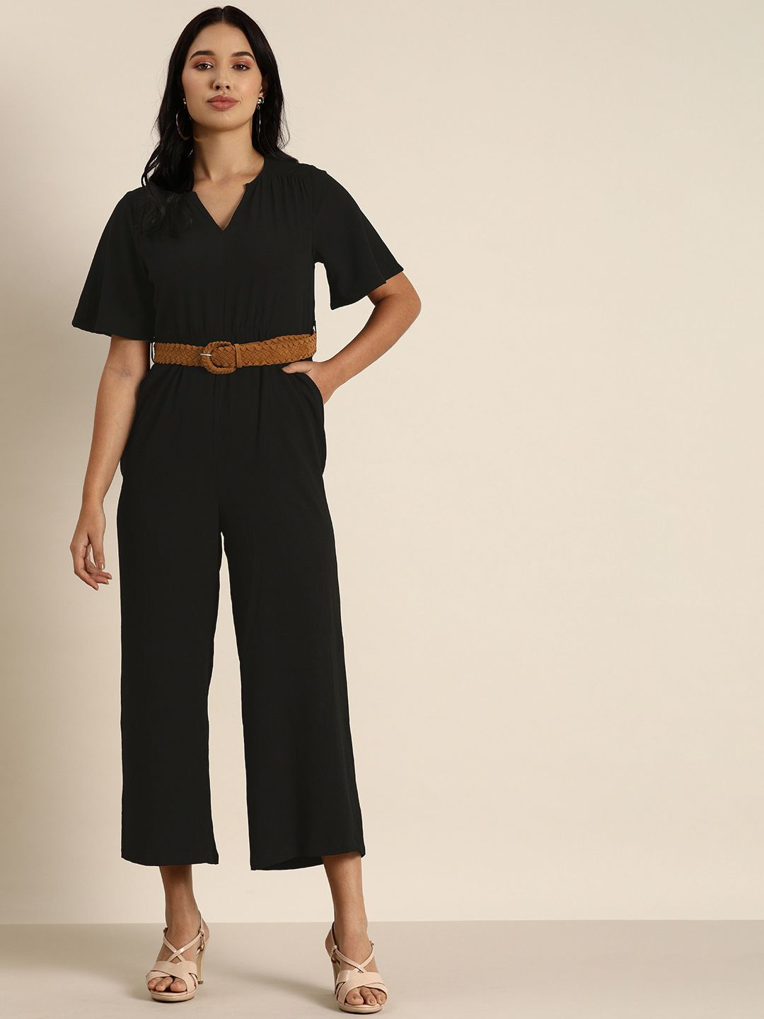 all about you Black Solid Basic Jumpsuit Price in India