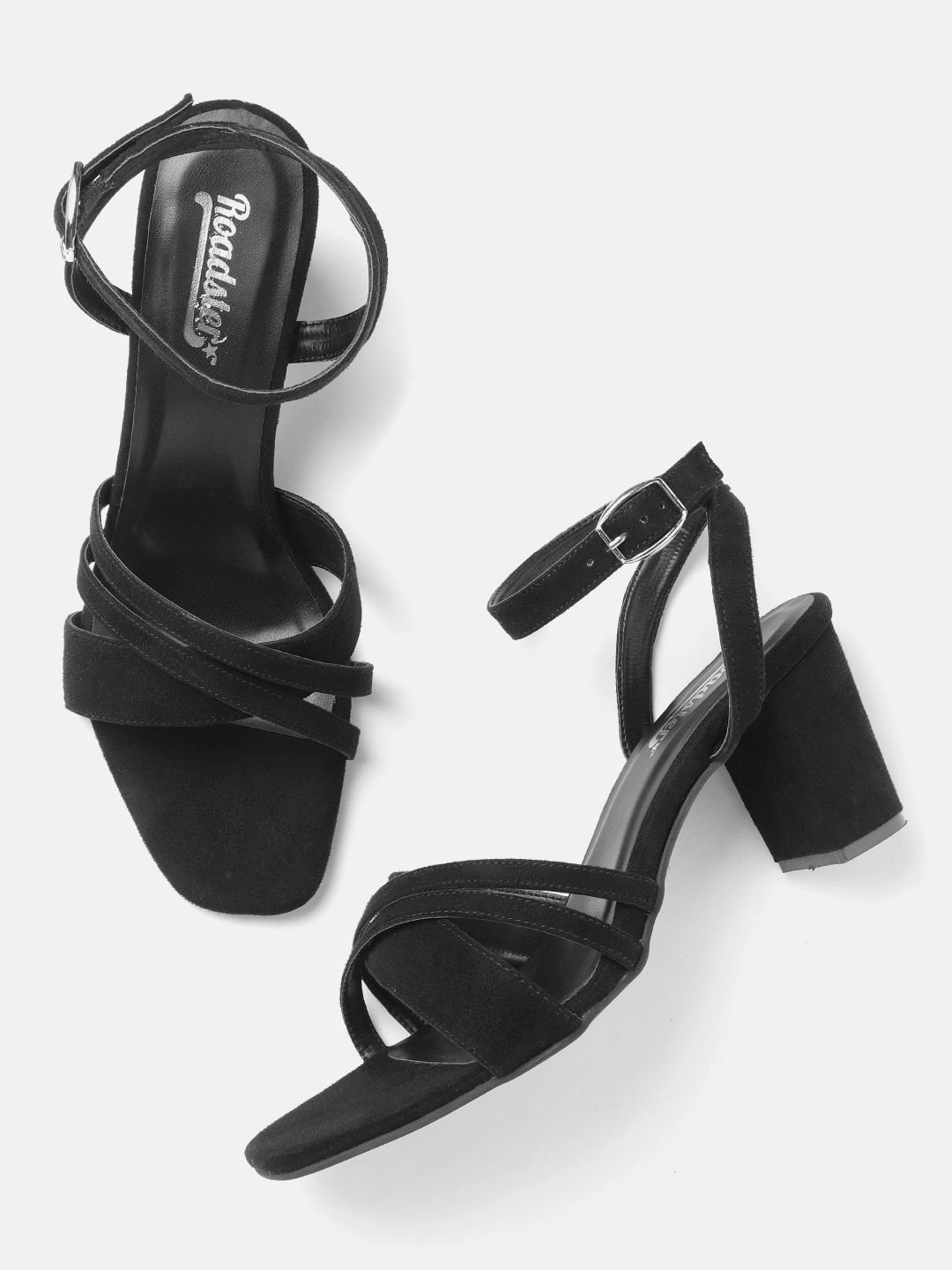 Roadster Women Black Solid Strappy Heels Price in India