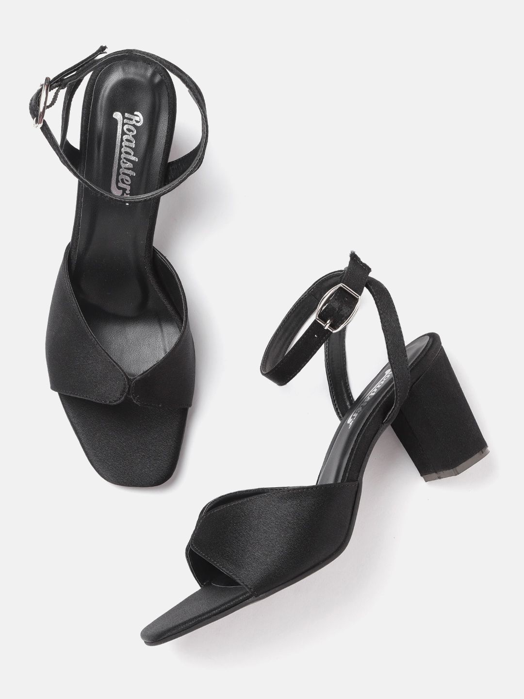 Roadster Women Black Solid Satin Finish Heels Price in India