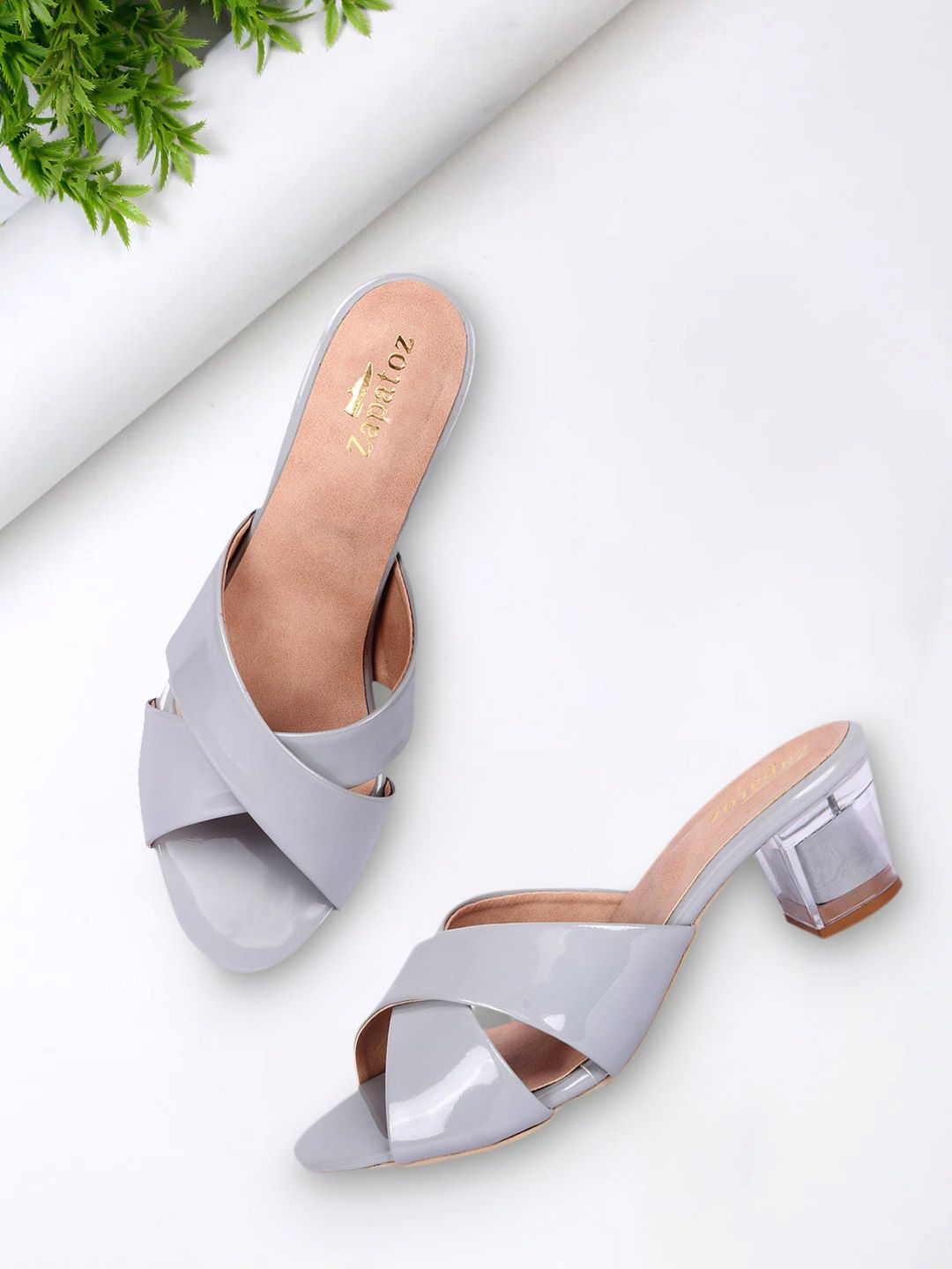 ZAPATOZ Women Grey Solid Block Heels Price in India