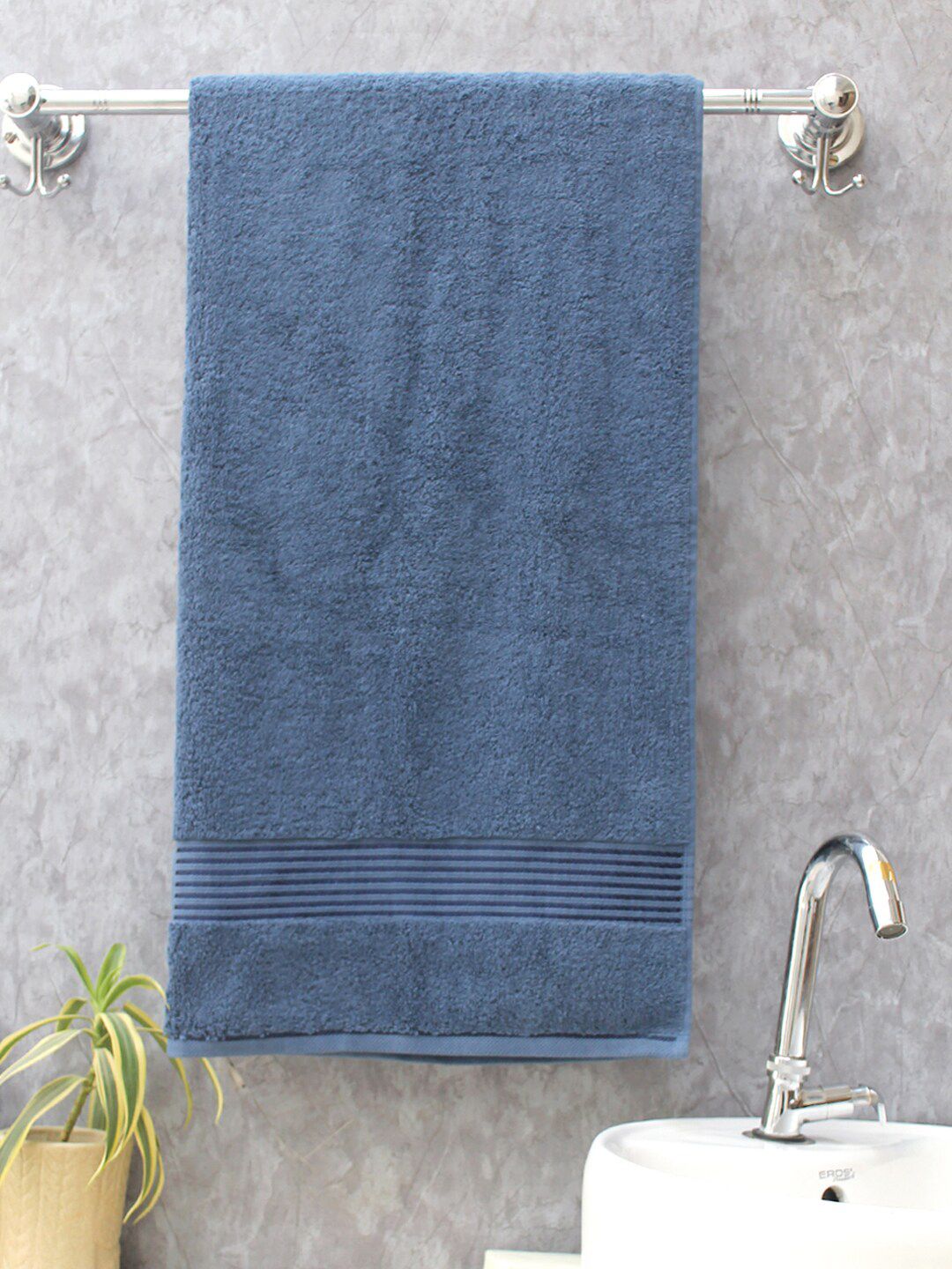 AVI Living Blue Solid 600 GSM Bath Towel Price in India