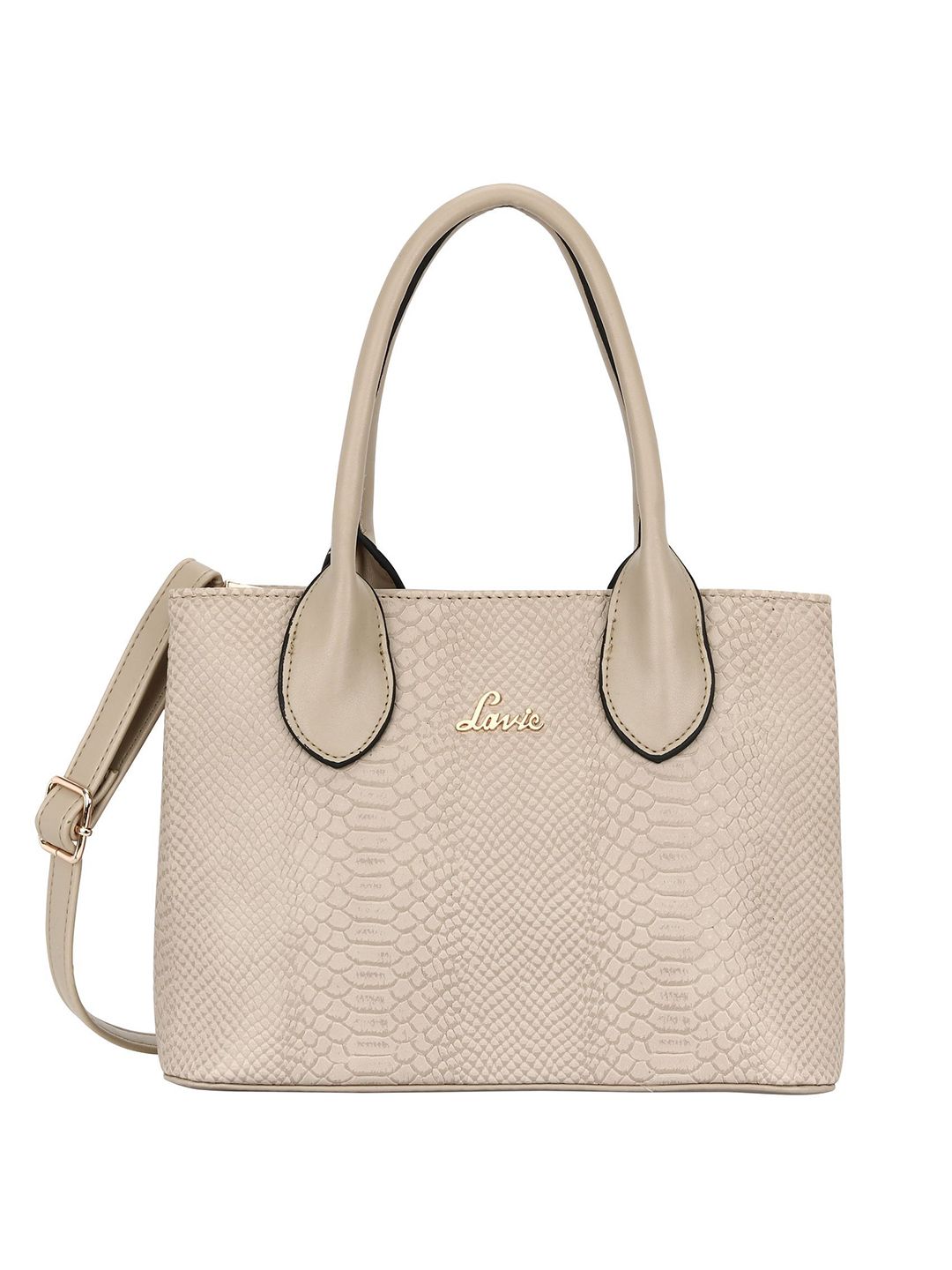 Lavie Beige Croc Skin Textured Handheld Bag Price in India