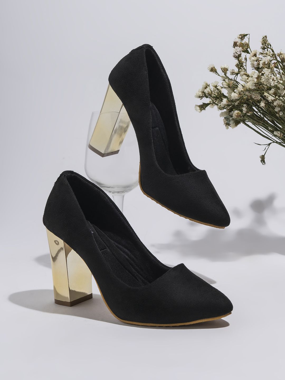 Shoetopia Women Black Solid Pumps Price in India