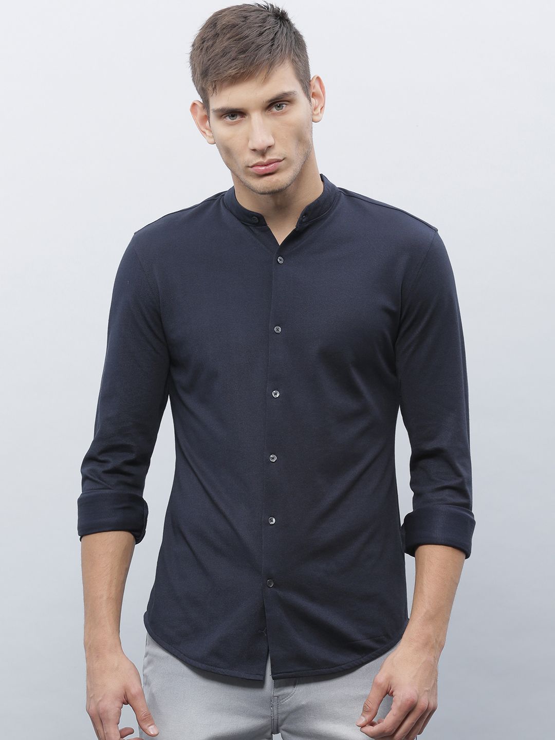 navy dress shirt outfit