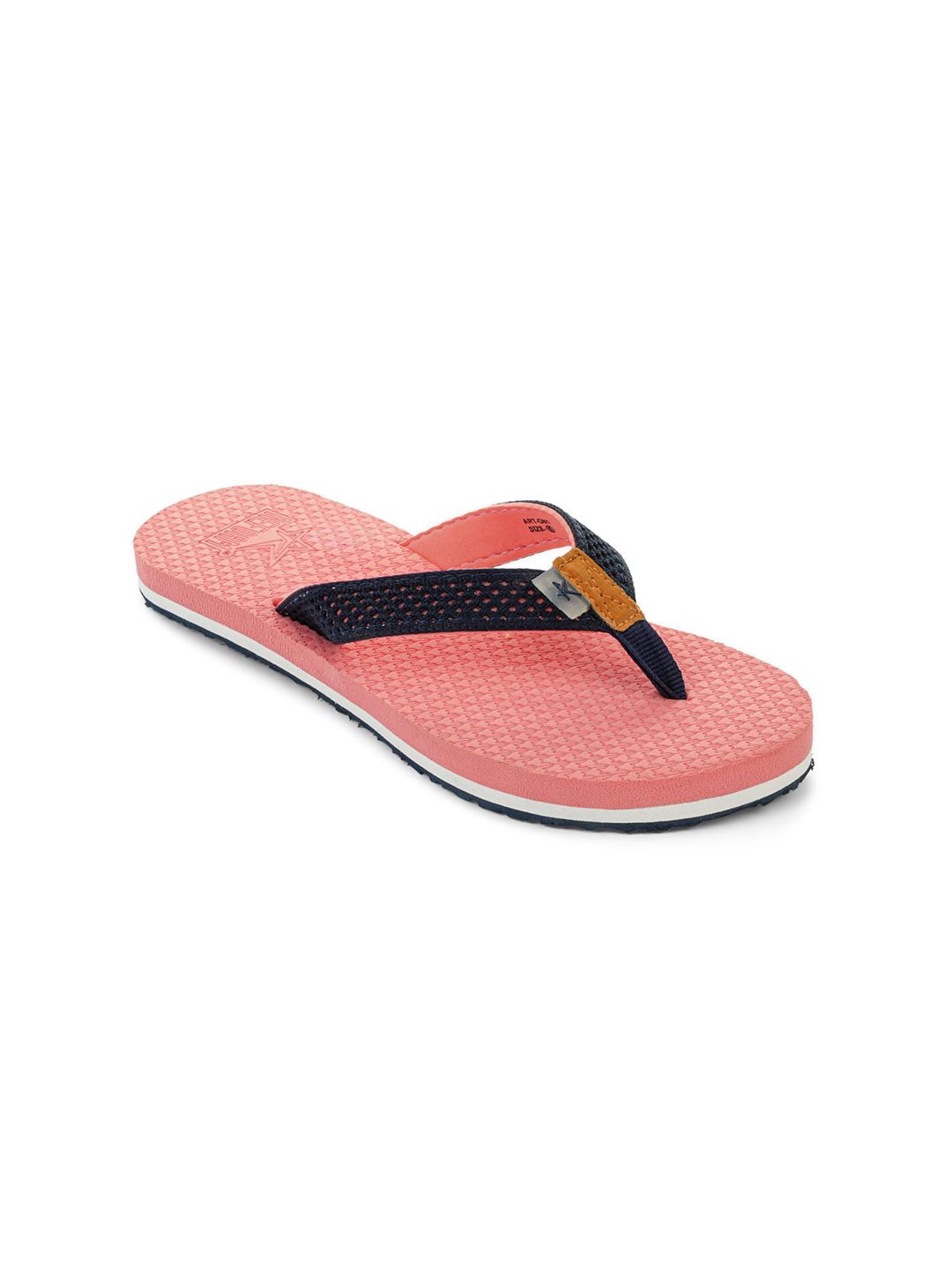 REFOAM Women Pink & Navy Blue Self Design Thong Flip-Flops Price in India