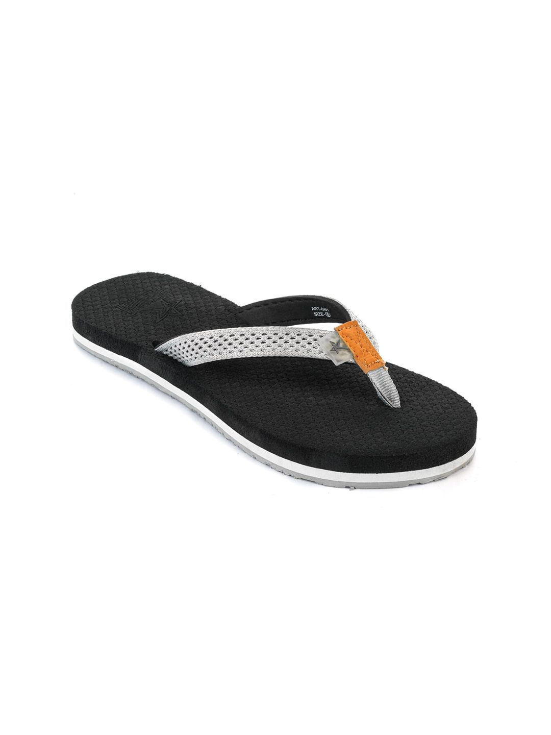 REFOAM Women Black & Grey Self Design Thong Flip-Flops Price in India