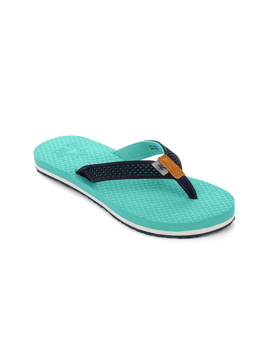 REFOAM Women Sea Green & Black Self Design Slip-On Flip Flops Price in India