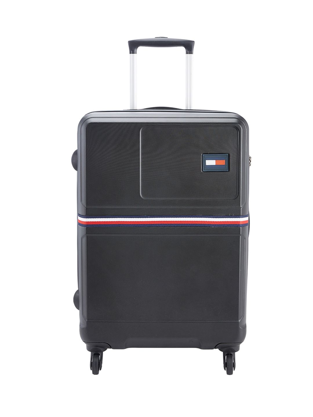 Tommy Hilfiger Black Solid 360 Degree Rotation 4 Wheels Medium Hard Trolley Suitcase Price in India