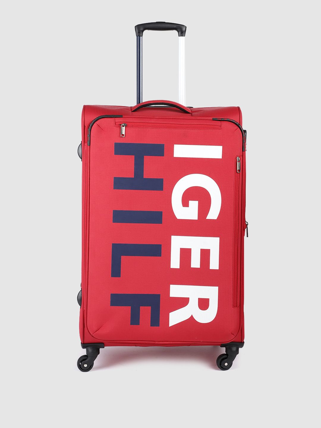 Tommy Hilfiger Red Brand Logo Print Large Trolley Bag - 109 Litres Price in India