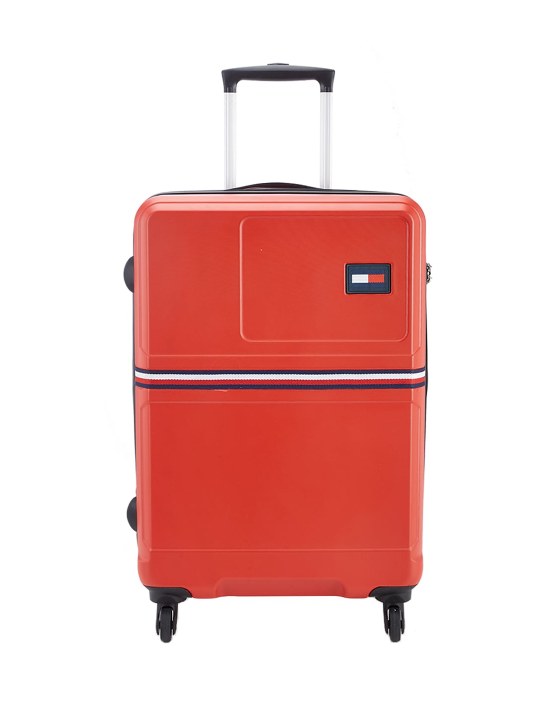 Tommy Hilfiger Red Solid Soft 4 Wheels 360-Degree Rotation Large Trolley Bag Price in India