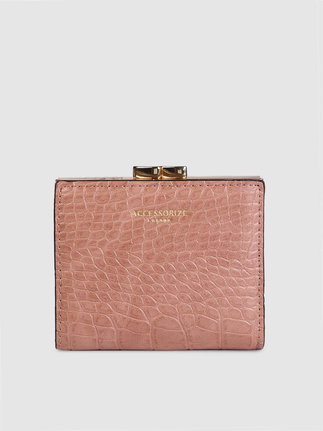 Accessorize Women Pink Animal Textured Two Fold Wallet Price in India