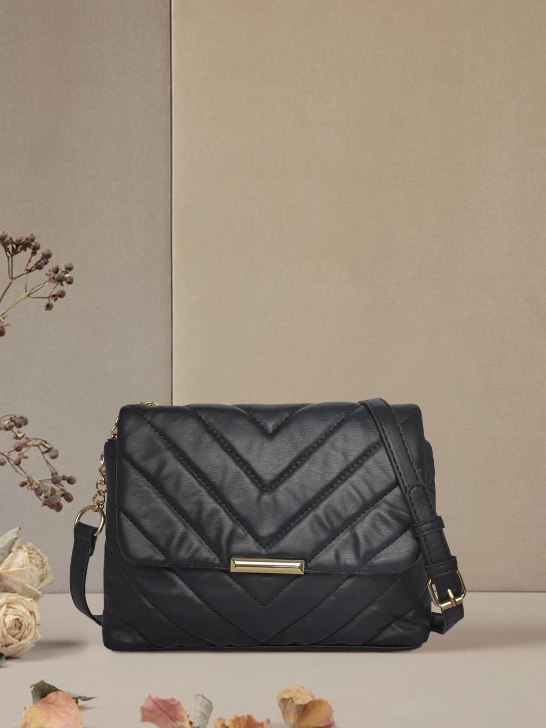 Accessorize Black Quilted Sling Bag Price in India