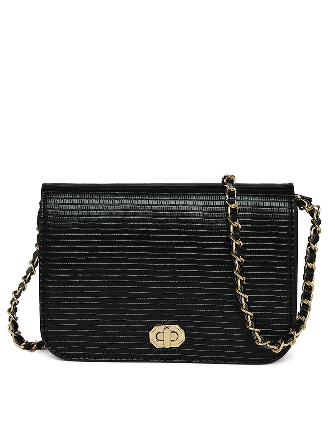 Accessorize Black Textured Sling Bag Price in India