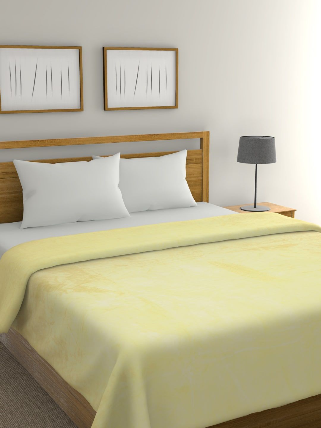 Raymond Home Yellow Solid AC Room 270 GSM Double Bed Blanket Price in India
