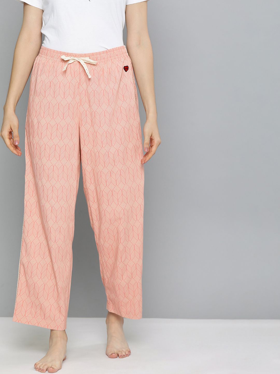 Chemistry Women Pink Striped Cropped Lounge Pants Price in India