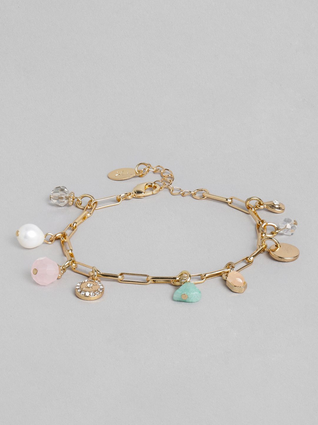 Accessorize Pink & Gold-Toned MEADOW MUSE Crystal Charm Bracelet Price in India