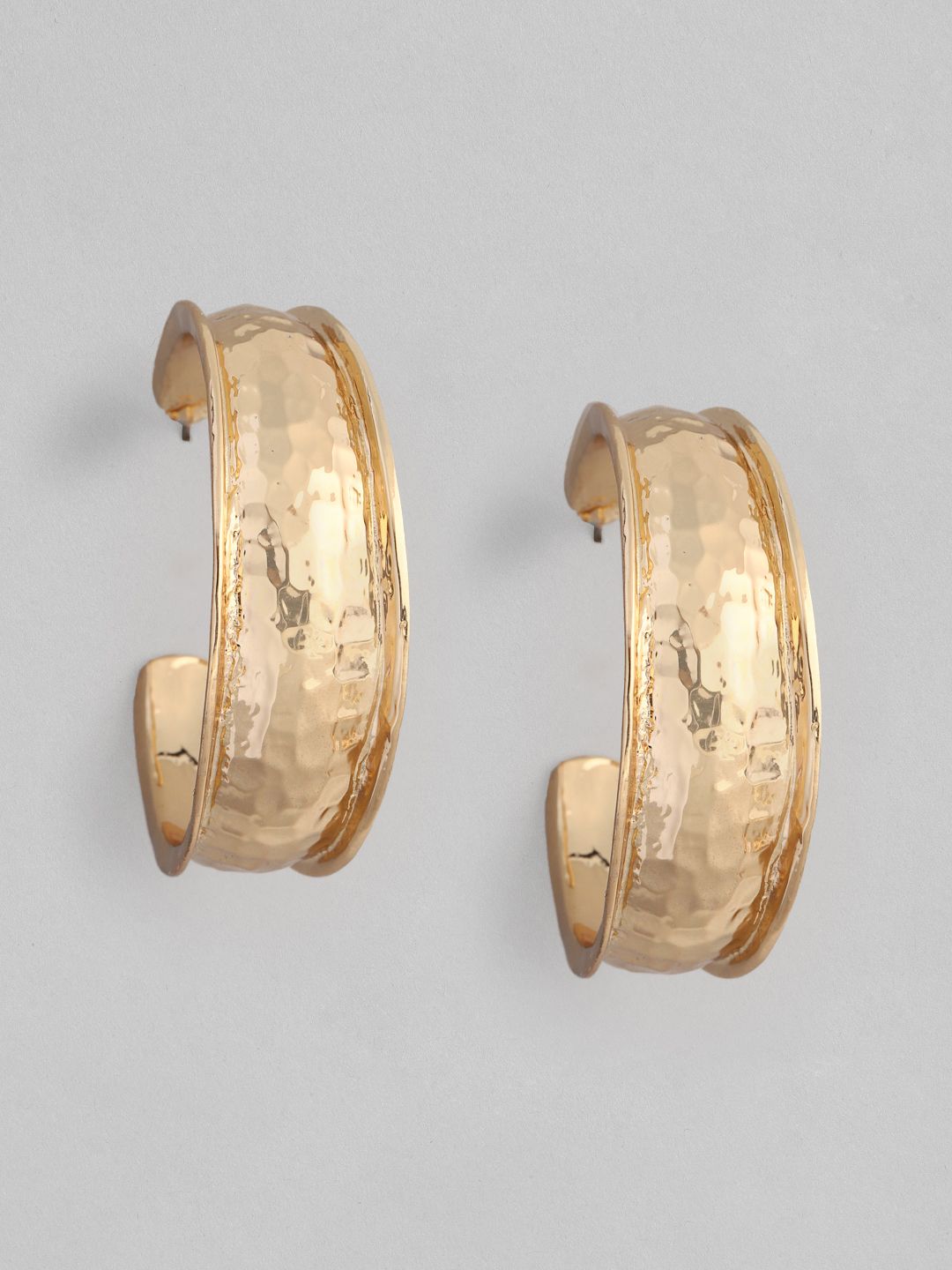 Accessorize Gold-Toned Beaten Statement Circular Half Hoop Earrings Price in India