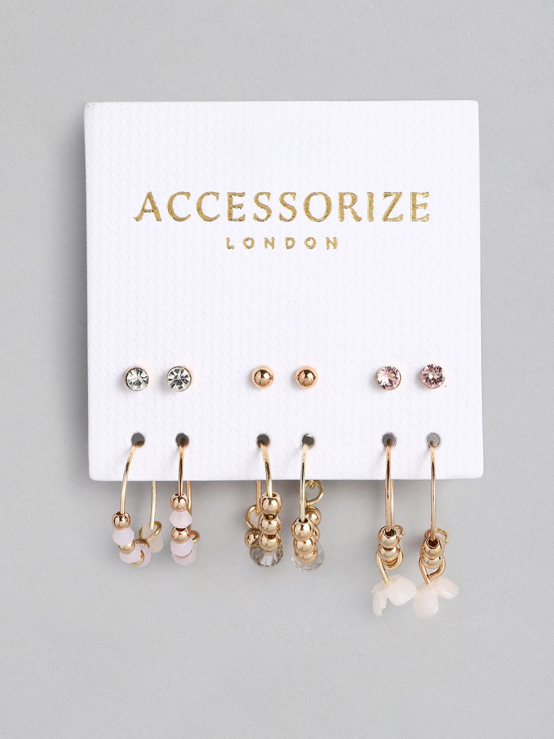 Accessorize Set of 3 Hoop & 3 Stud PRETTY Earrings Price in India