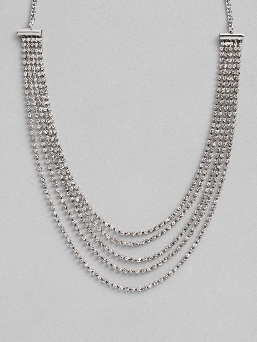 Accessorize White Silver-Toned Stone Studded Layered Necklace Price in India