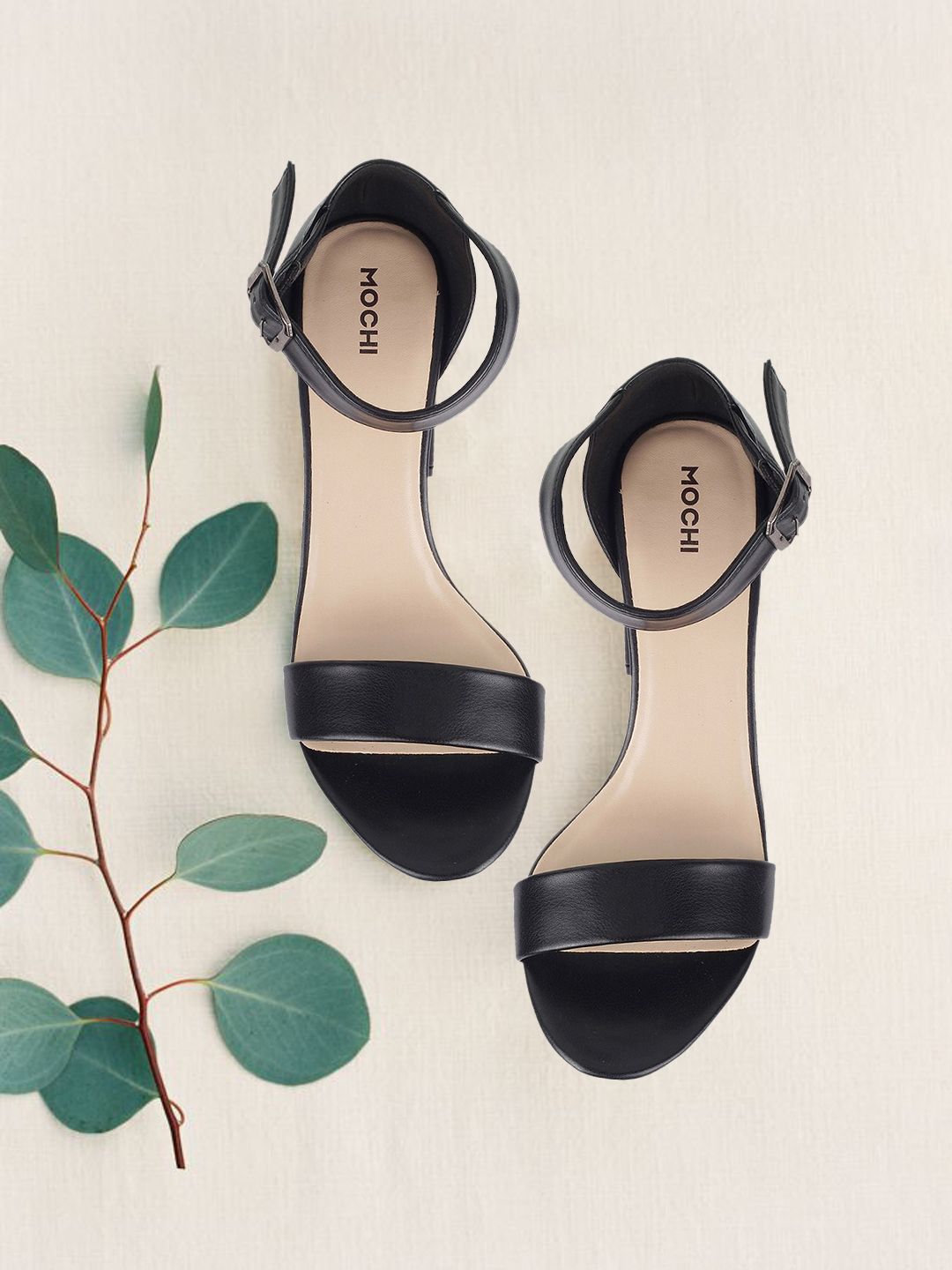 Mochi Women Black Solid Block Heels Price in India