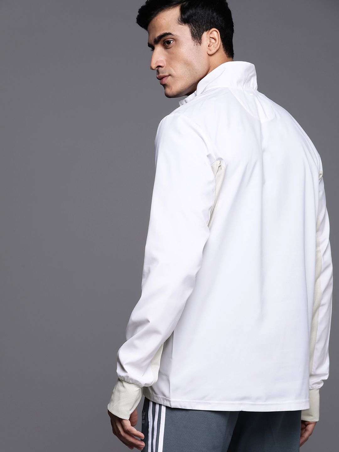 Buy ADIDAS Men White & Cream-Coloured Primeblue Half-Zip Running