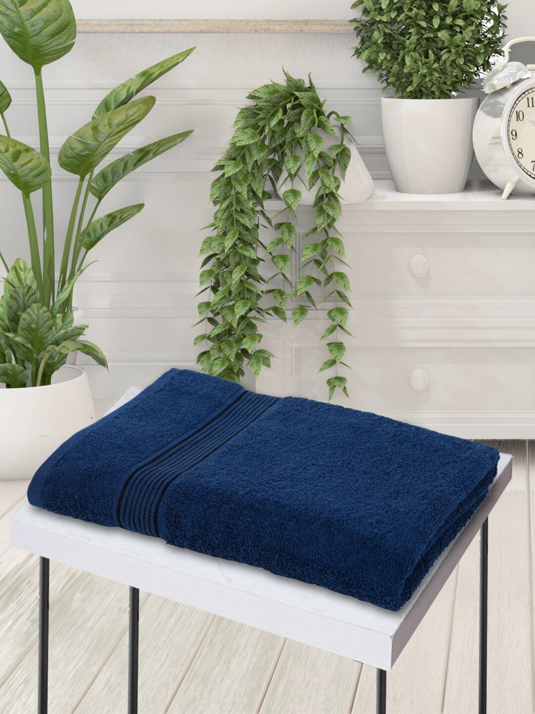 BIANCA Navy Blue Solid 380 GSM Bath Towel Price in India