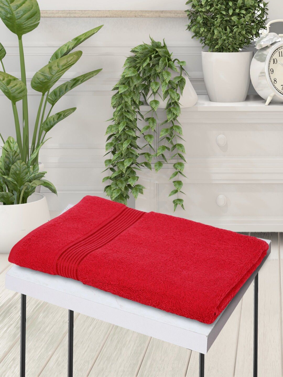 BIANCA Unisex Red Solid 380 GSM Bath Towel Price in India
