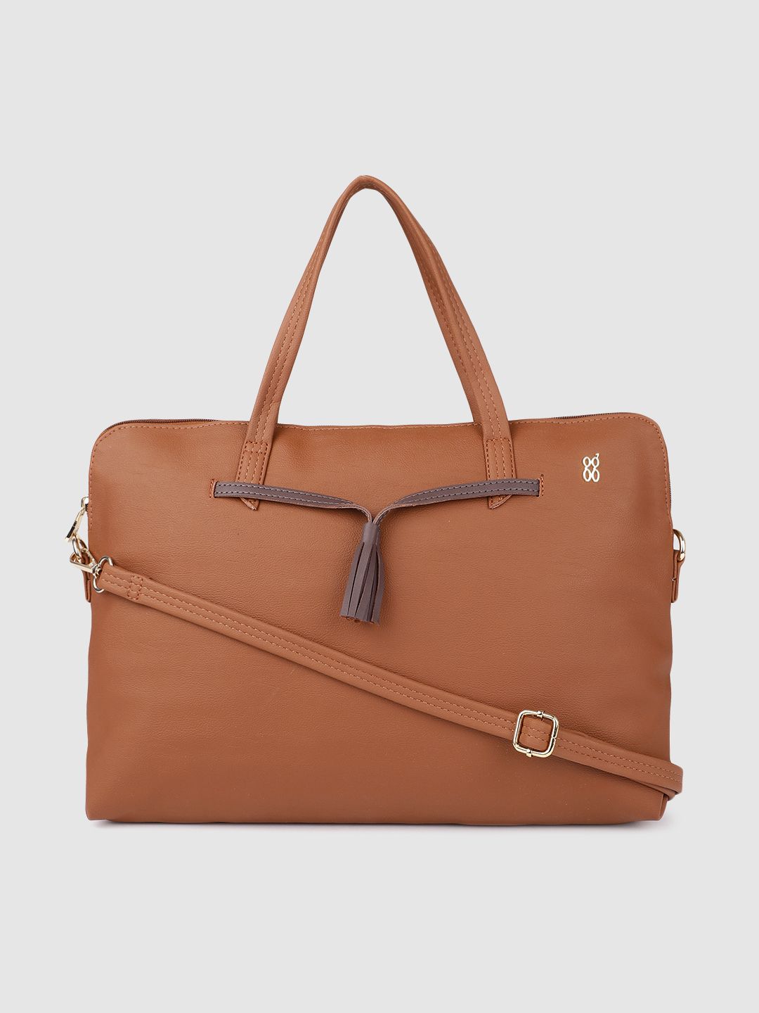 Baggit Tan Brown Solid Handheld Bag Price in India