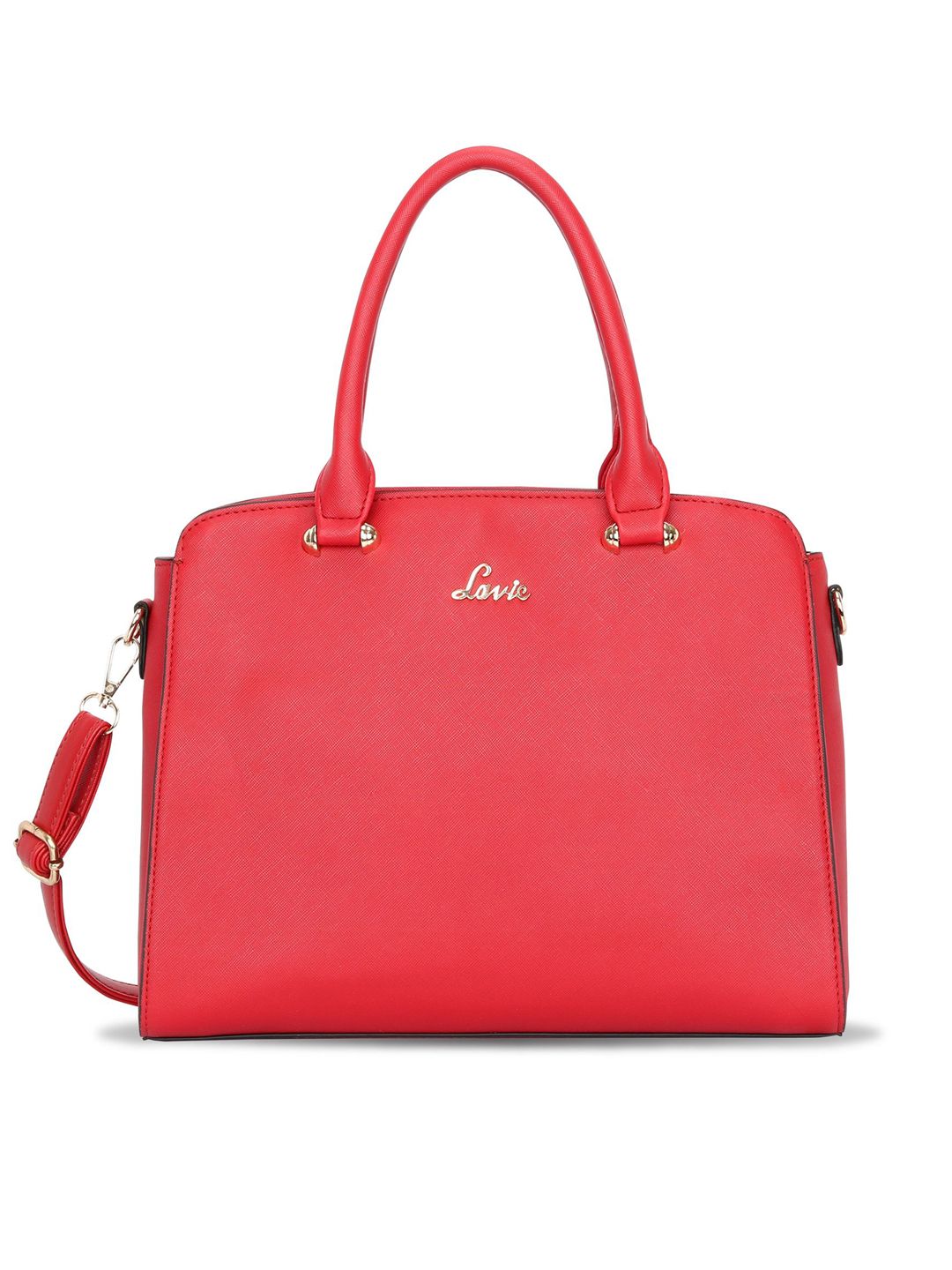 Lavie Women Red Saffiano Textured Structured Handheld Bag Price in India