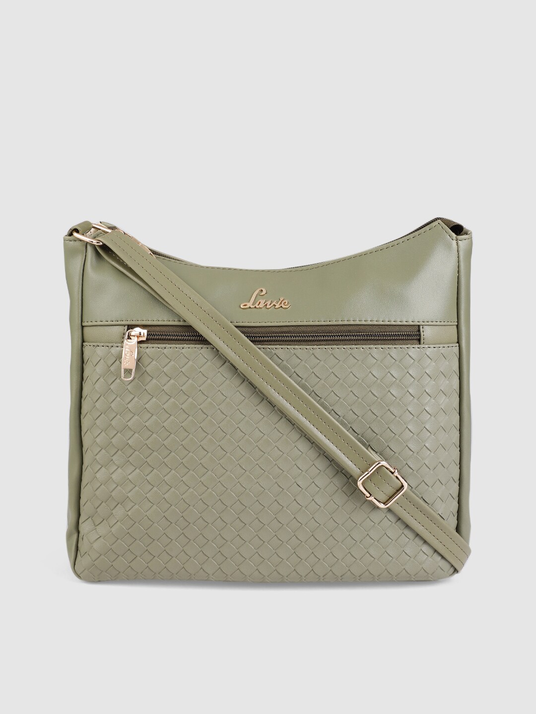 Lavie Olive Green Textured Sling Bag Price in India