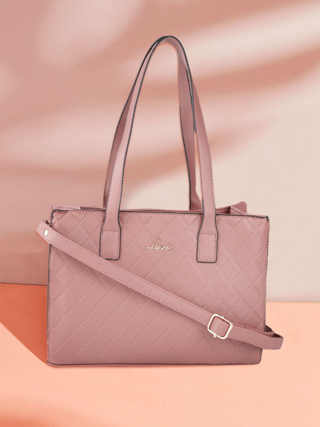 Lavie Dusty Pink Textured Shoulder Bag Price in India