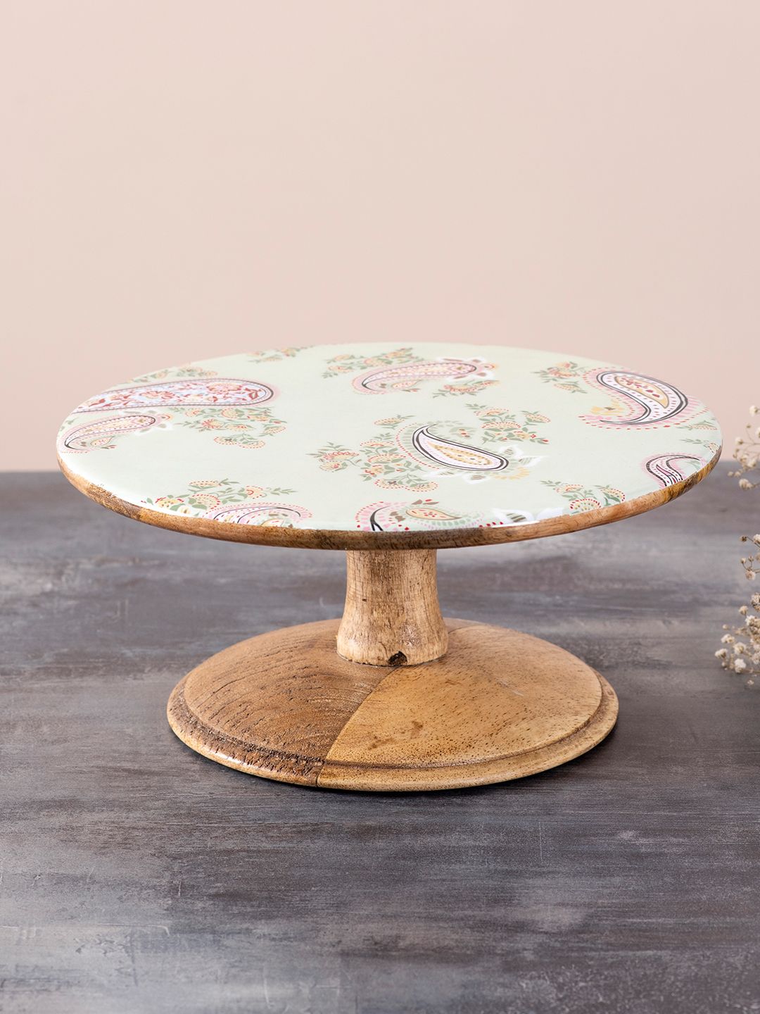 nestroots Brown & Green Printed Cake Stand Price in India
