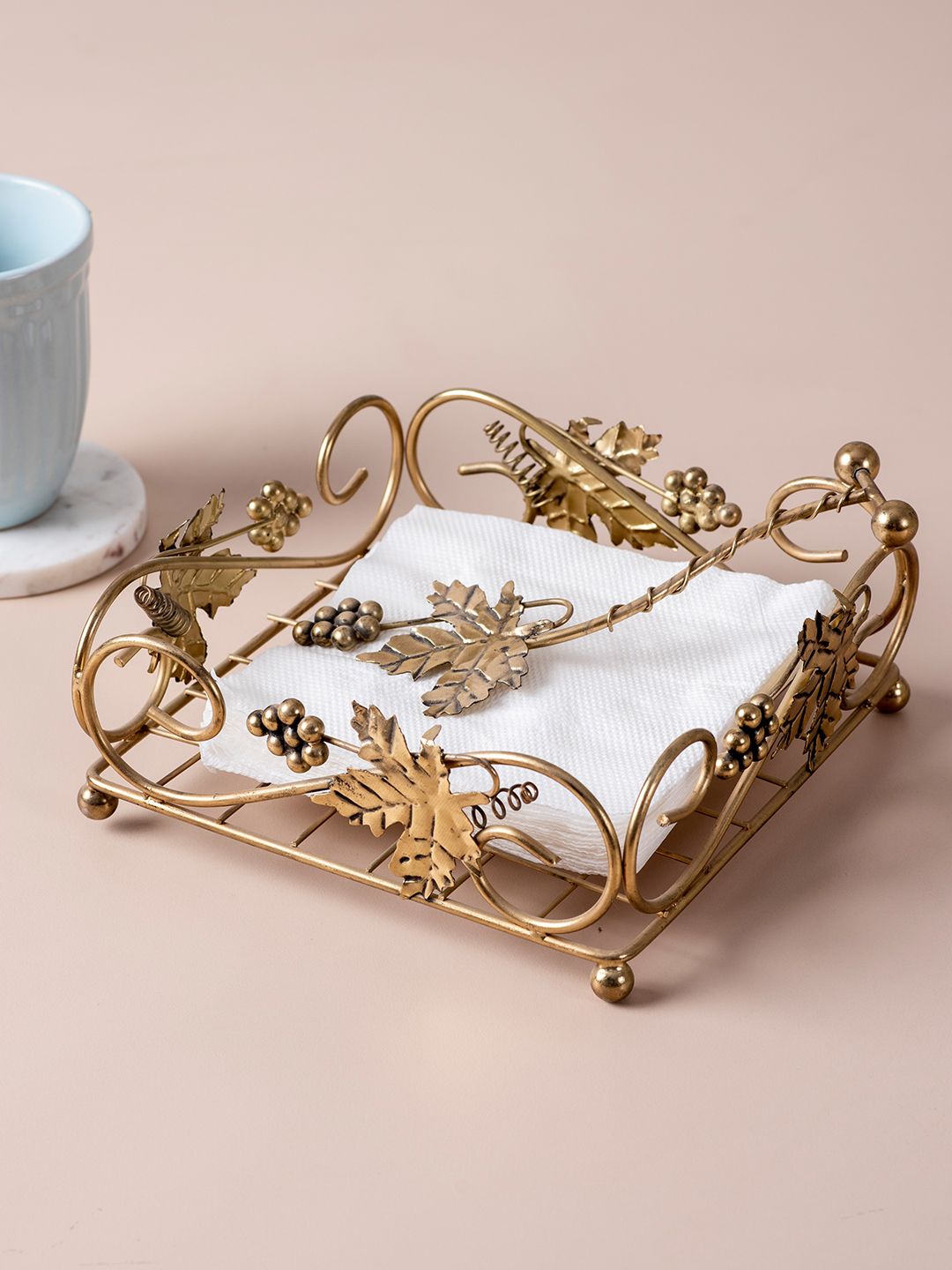 nestroots Gold-Toned Solid Napkin Holder Price in India