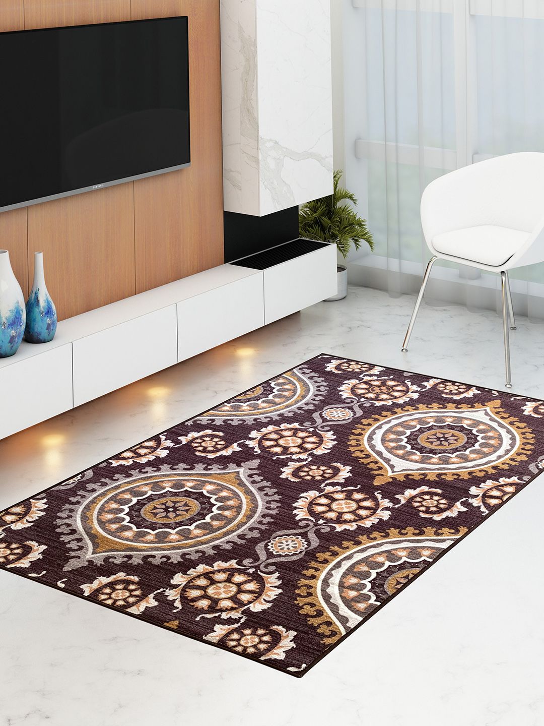 Athom Trendz Multicoloured Printed Anti-Skid Carpet Price in India