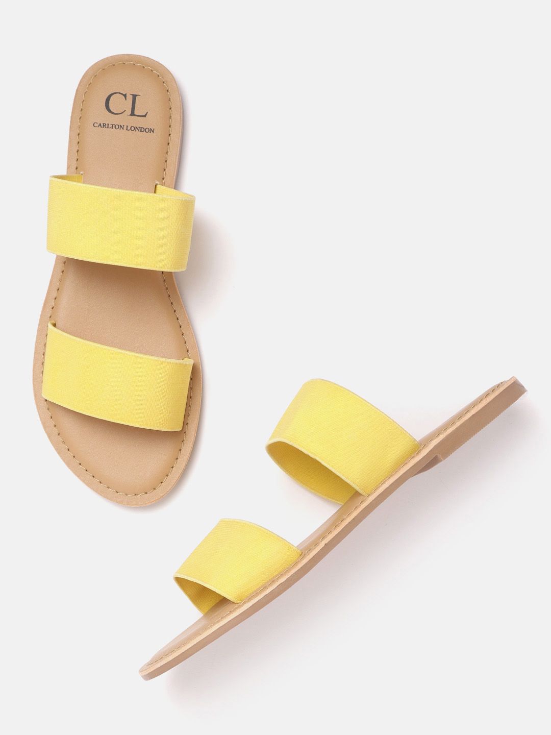 Carlton London Women Yellow Solid Open Toe Flats Price in India
