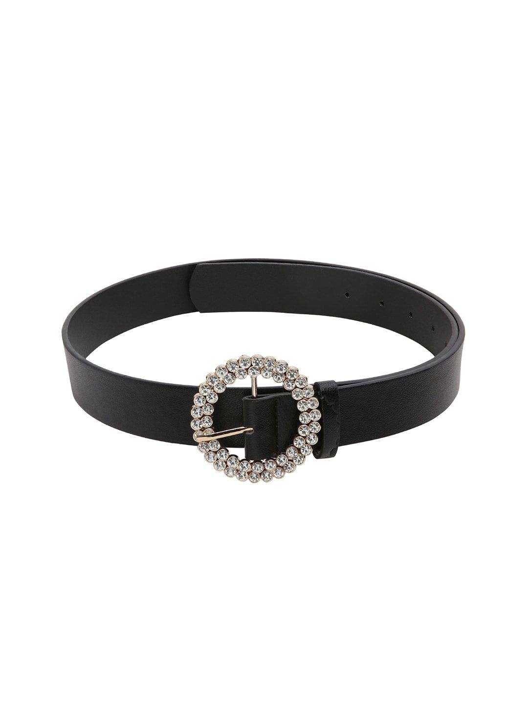CRUSSET Women Black & Silver-Toned Solid Belt Price in India