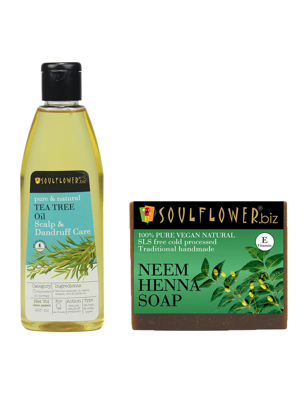 Soulflower Unisex Set of 2 Sustainable Dandruff Control Tea Tree Oil & Neem Heena Soap Price in India