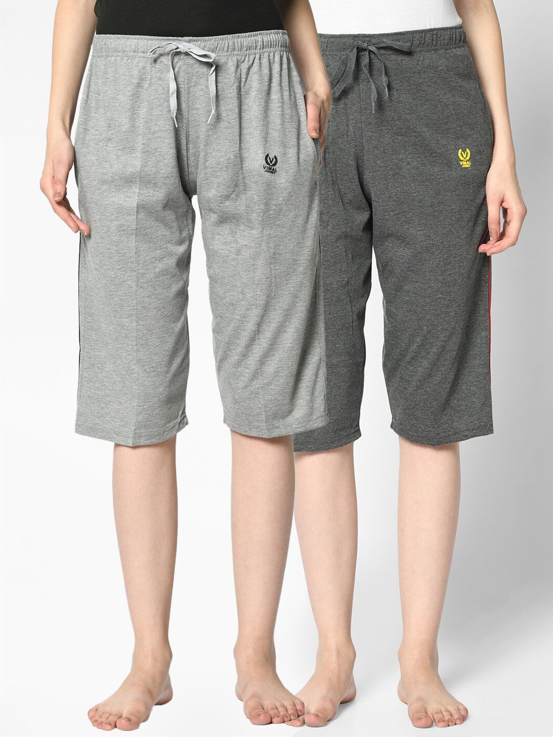 VIMAL JONNEY Women Pack of 2 Solid Lounge Shorts Price in India