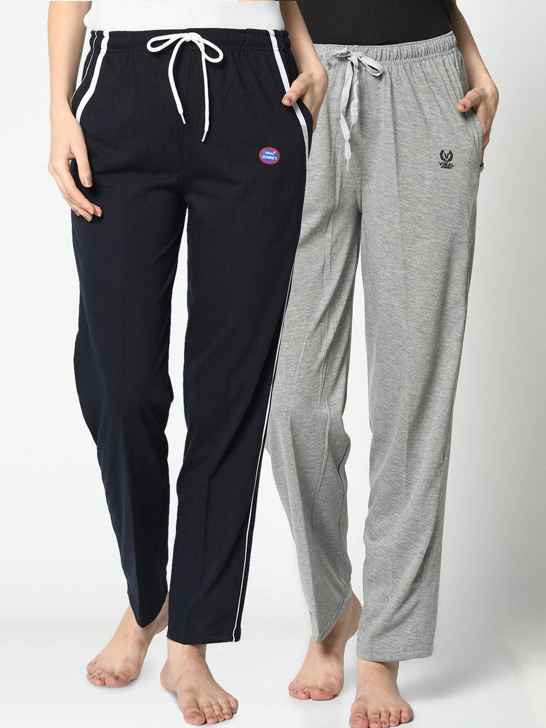 VIMAL JONNEY Women Pack of 2 Solid Lounge Pants Price in India