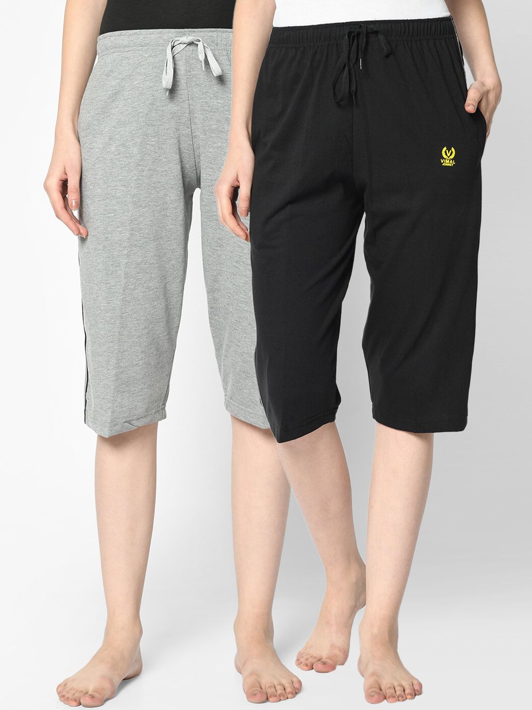 VIMAL JONNEY Women Pack of 2 Solid Lounge Shorts Price in India