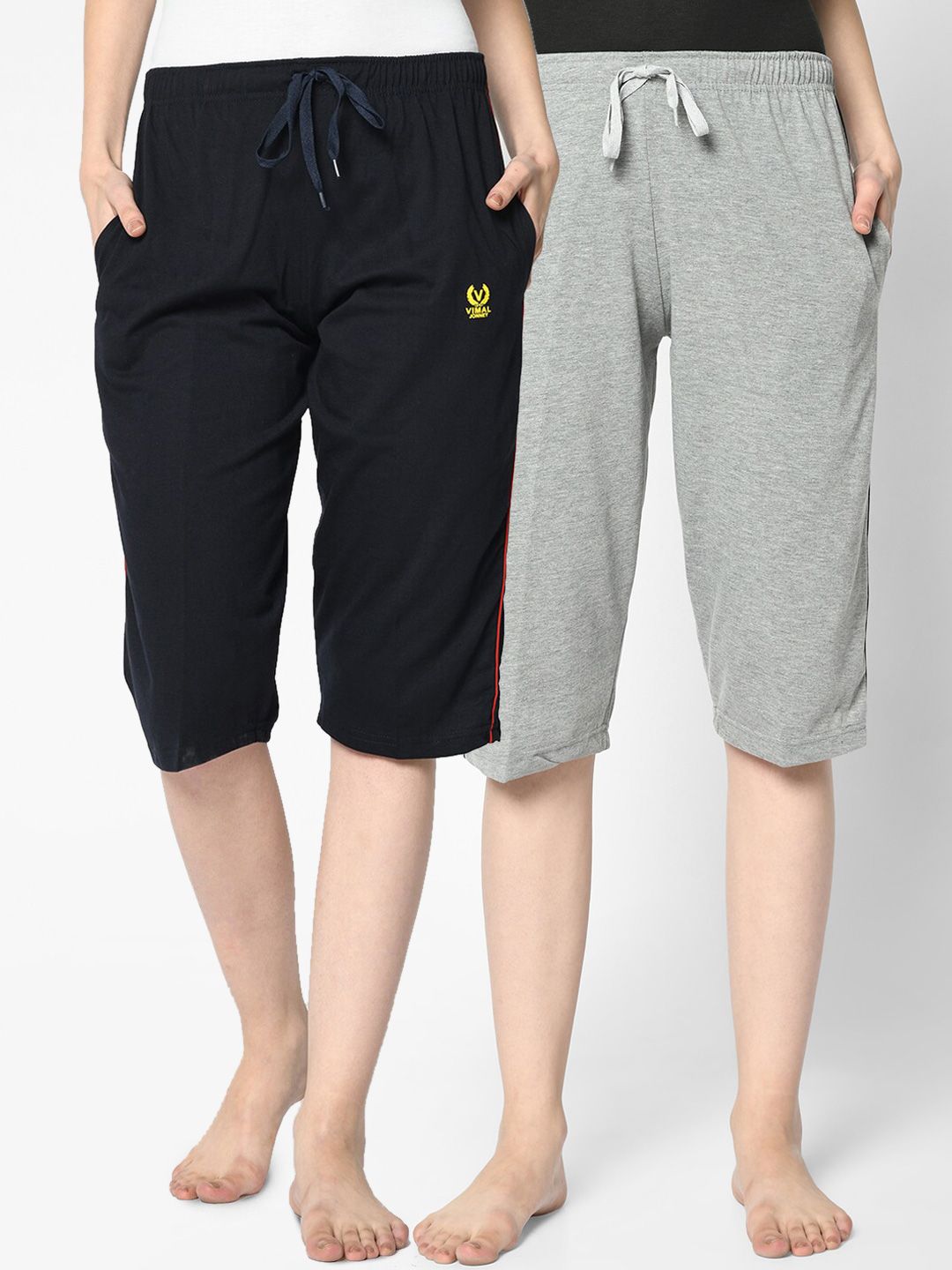 VIMAL JONNEY Women Pack of 2 Solid Lounge Pants Price in India