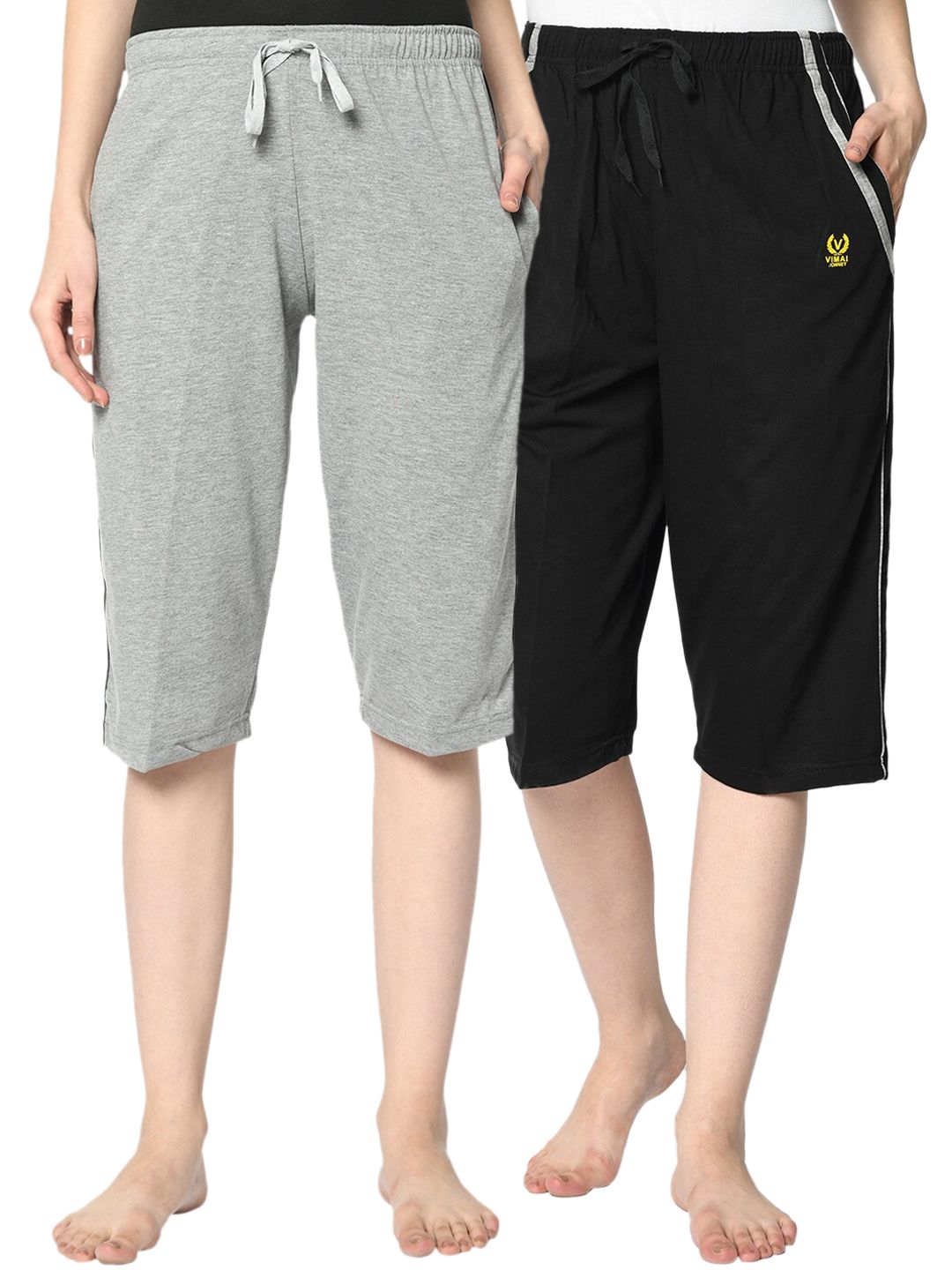 VIMAL JONNEY Women Pack of 2 Solid Lounge Shorts Price in India